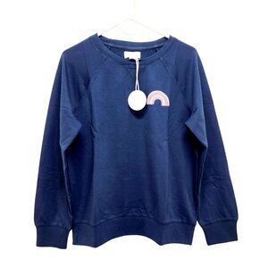 Navy Blue Lacey Chabert Sweatshirt With Embroidered Rainbow Patch Size Medium